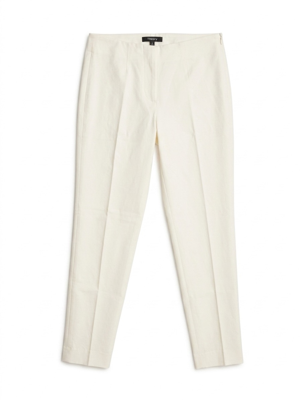 Theory Size 6 Ivory Junius Side-Zip Ankle Pants Stretch Cotton Blend